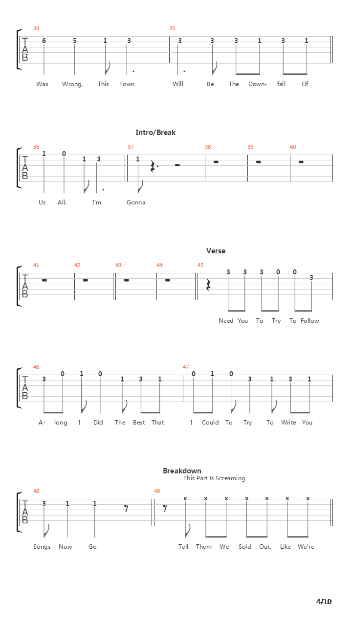 The Downfall Of Us All吉他谱