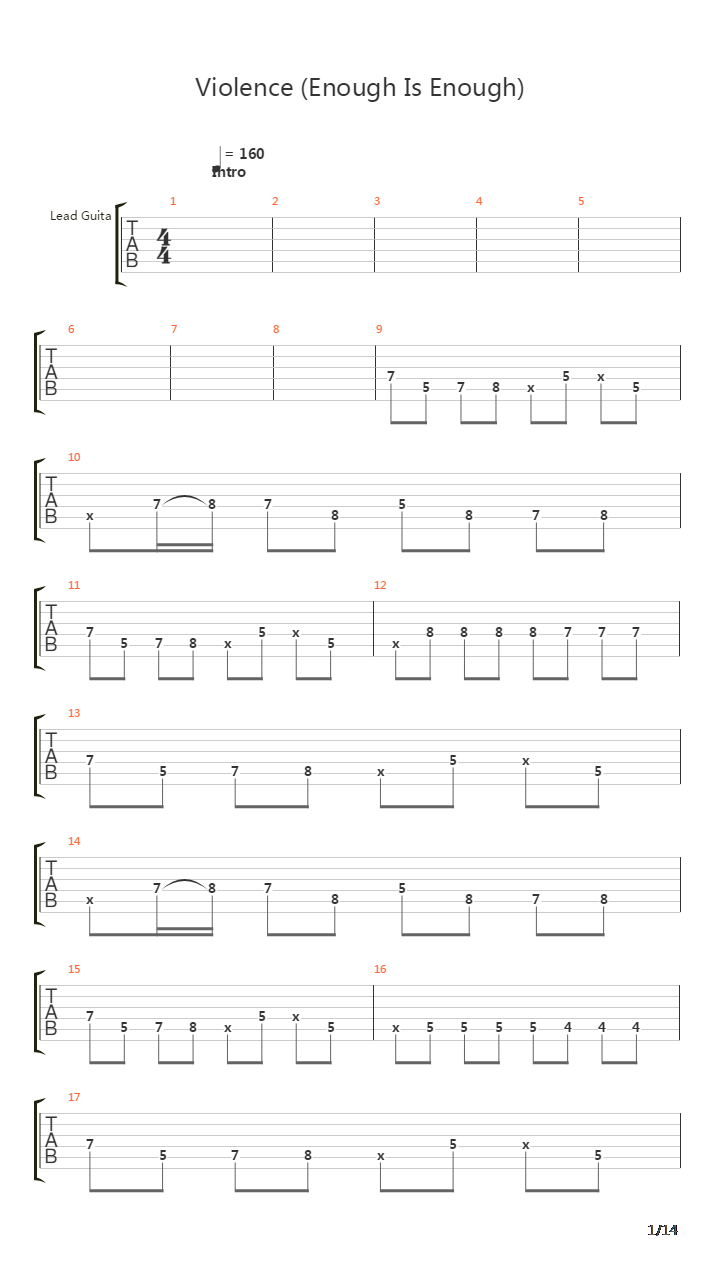 Violence Enough Is Enough吉他谱