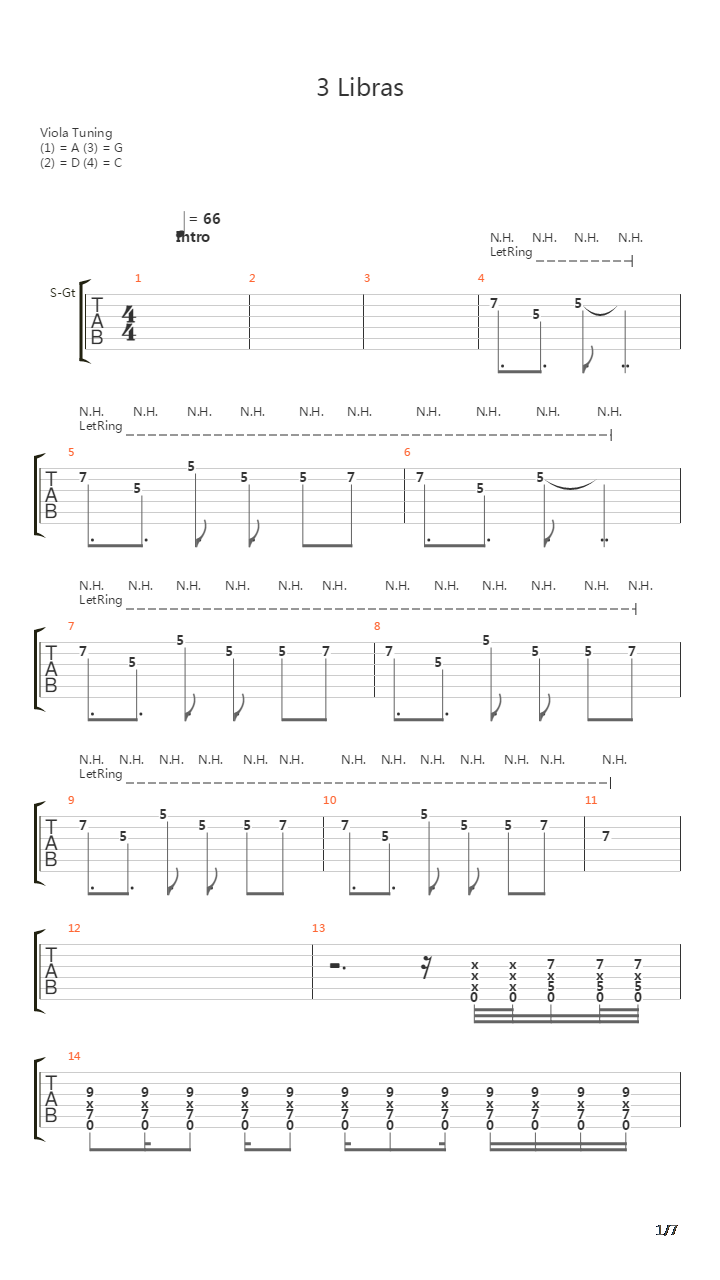 3 Libras吉他谱