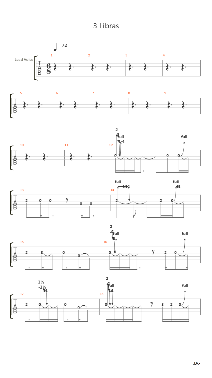 3 Libras吉他谱