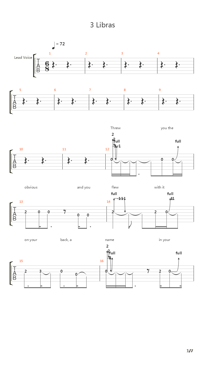 3 Libras吉他谱