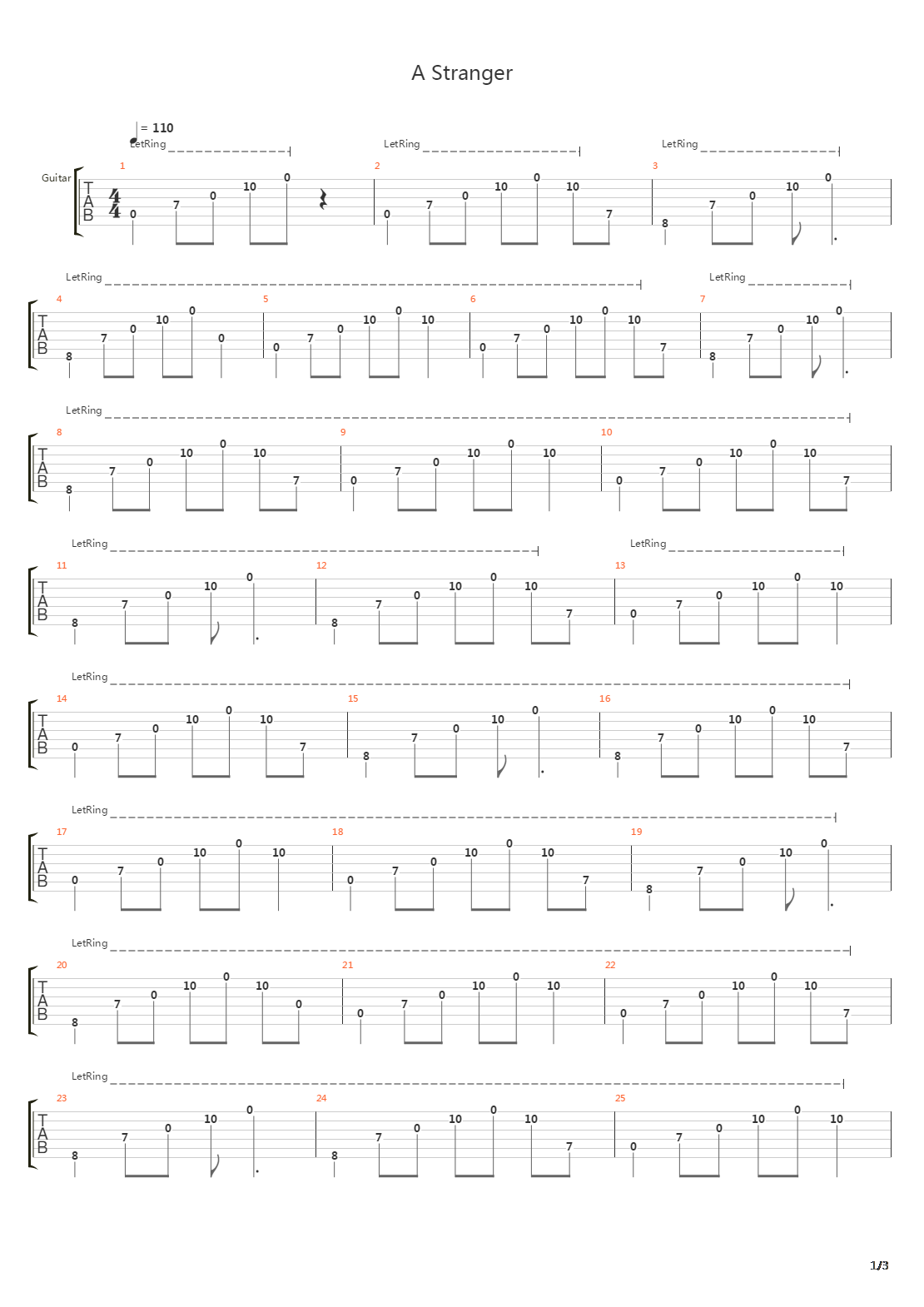 A Stranger吉他谱