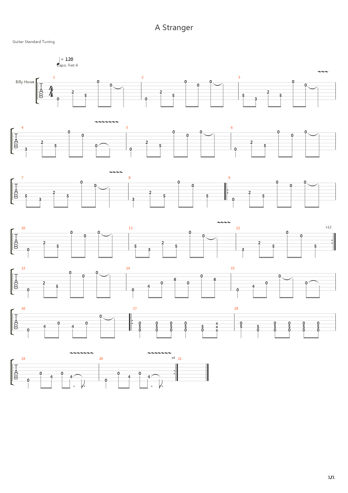 A Stranger吉他谱
