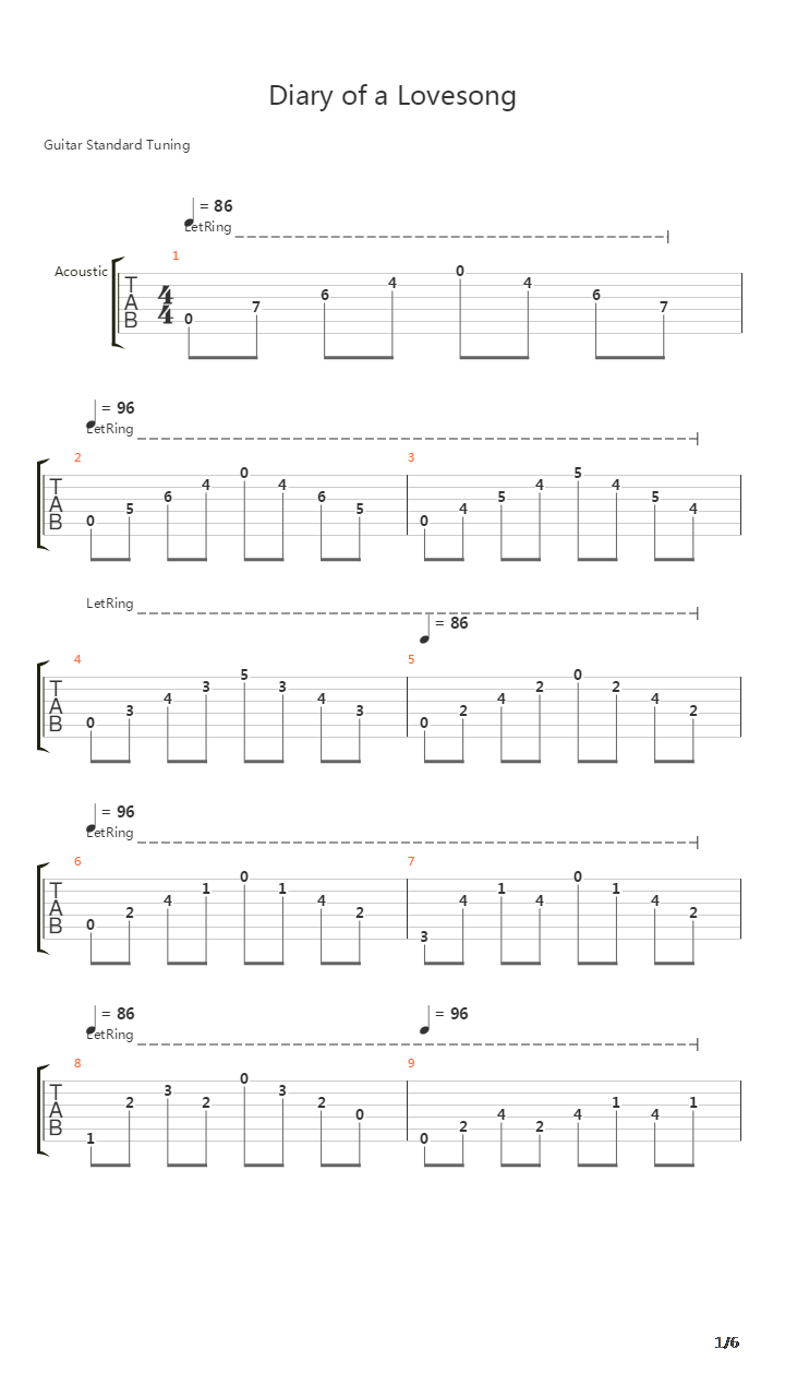Diary Of A Love Song吉他谱