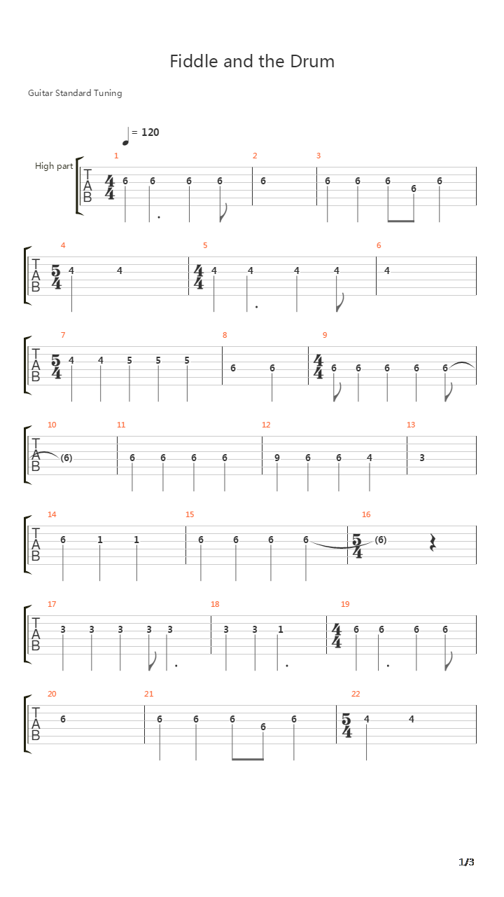 Fiddle And The Drum吉他谱