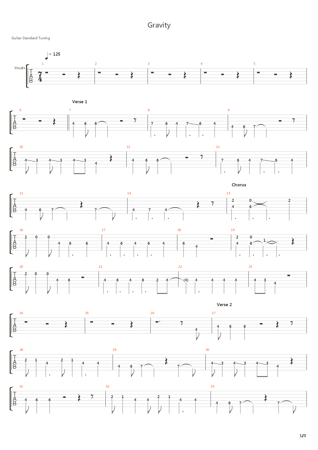 Gravity吉他谱