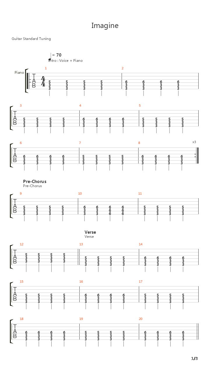 Imagine吉他谱