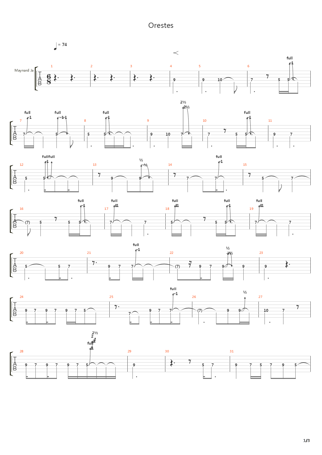 Orestes吉他谱