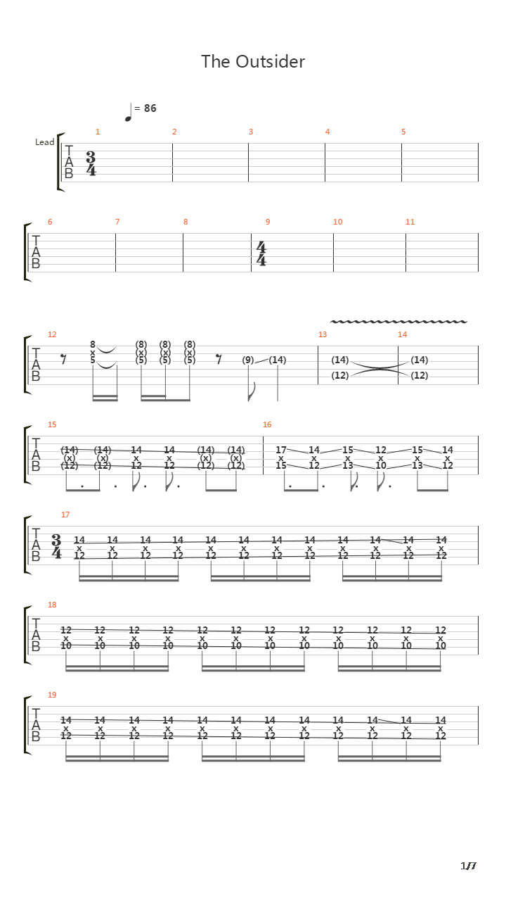 The Outsider吉他谱