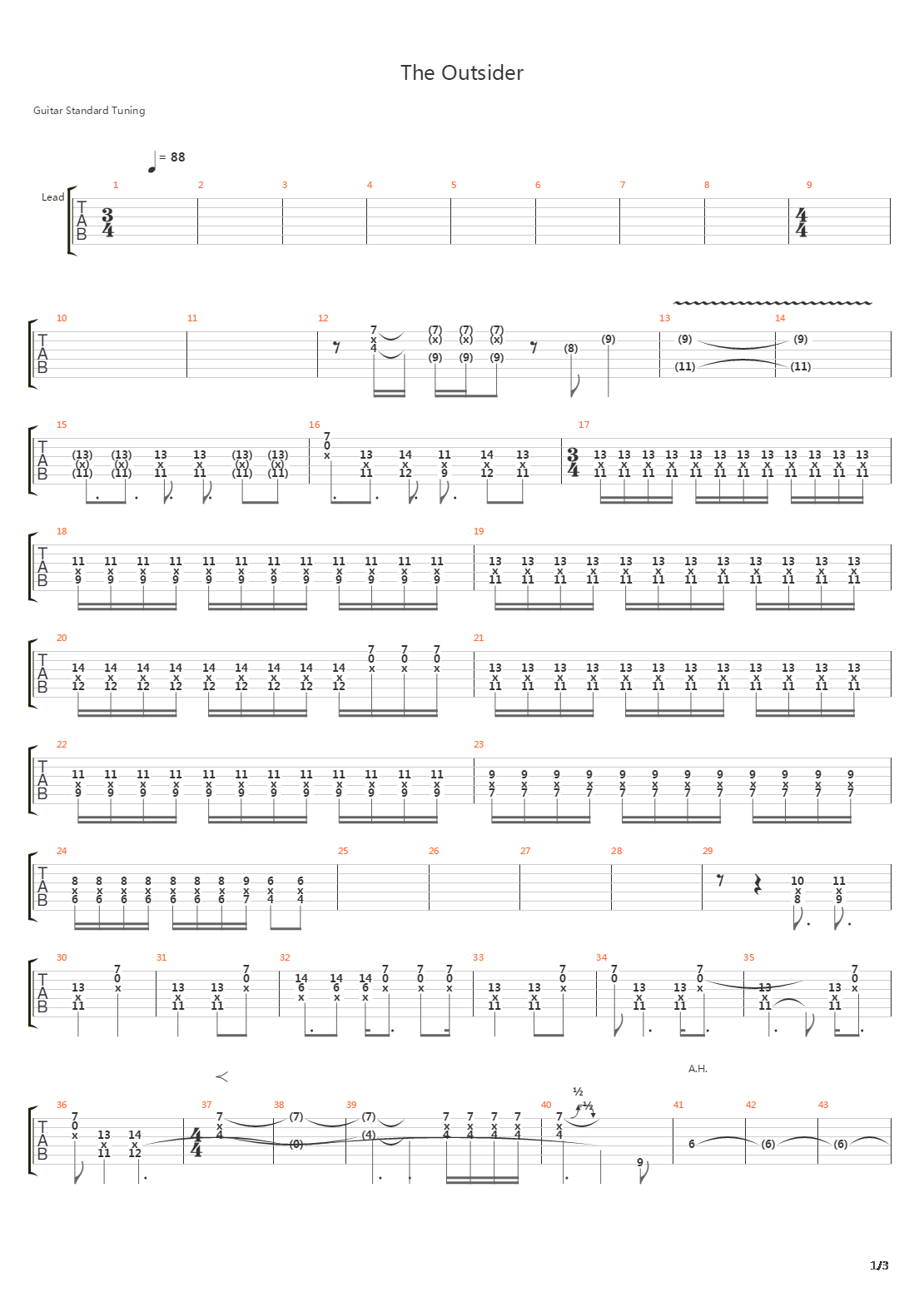 The Outsider吉他谱