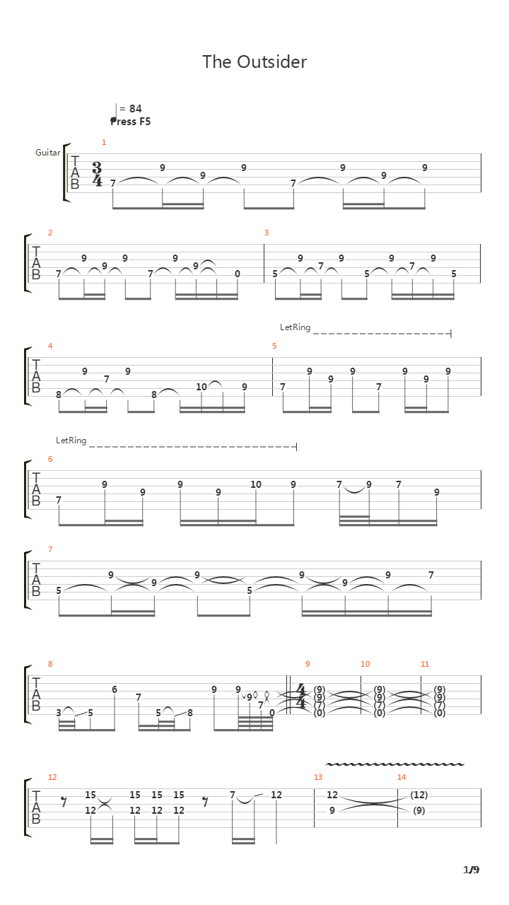 The Outsider吉他谱