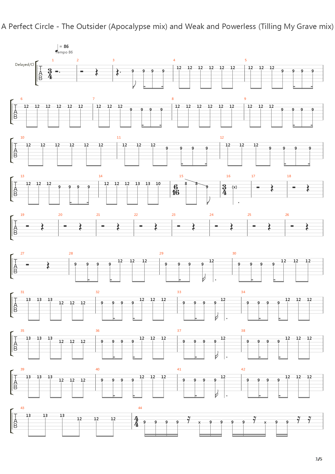 The Outsider吉他谱