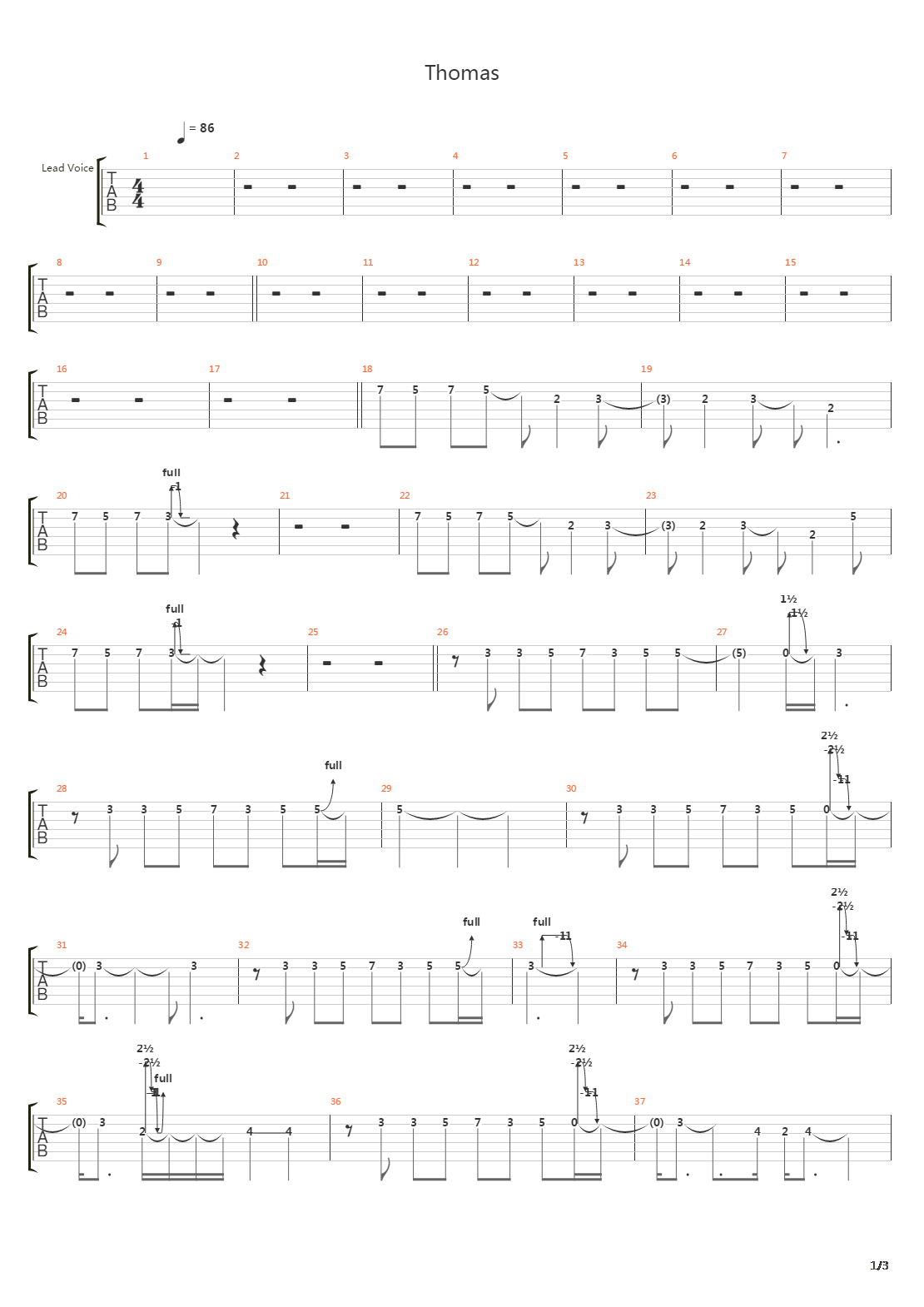 Thomas吉他谱