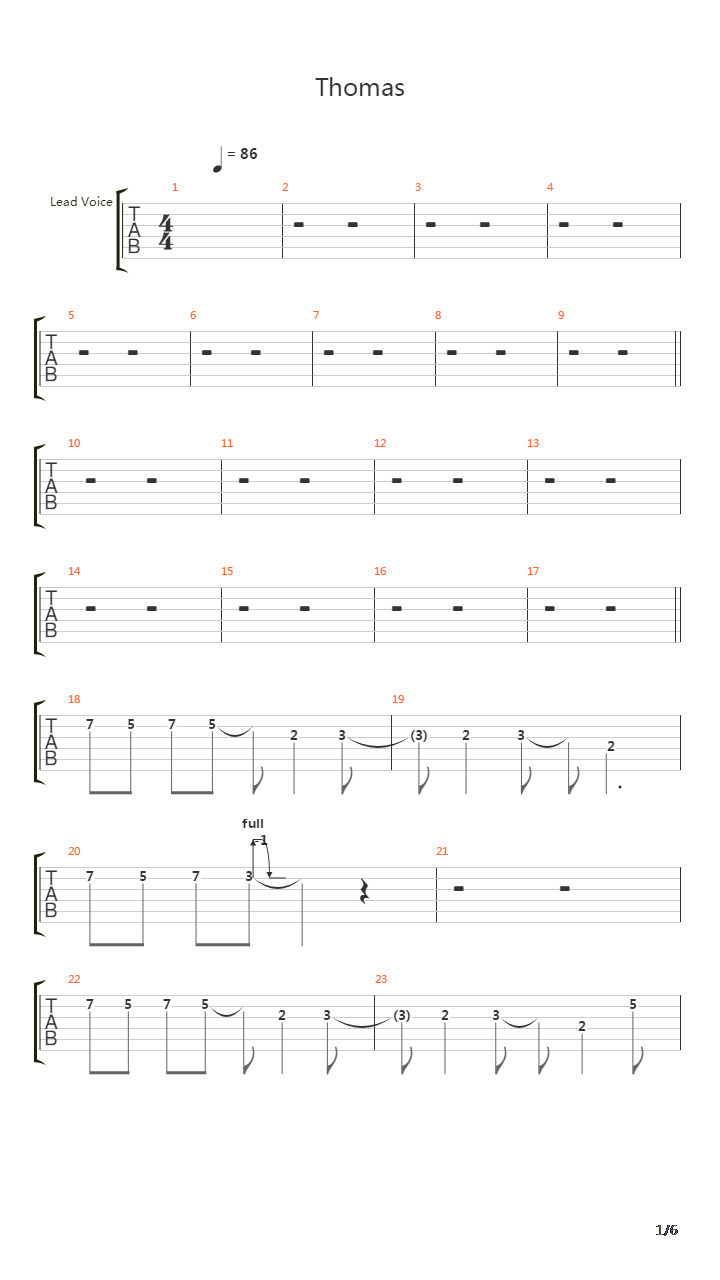 Thomas吉他谱