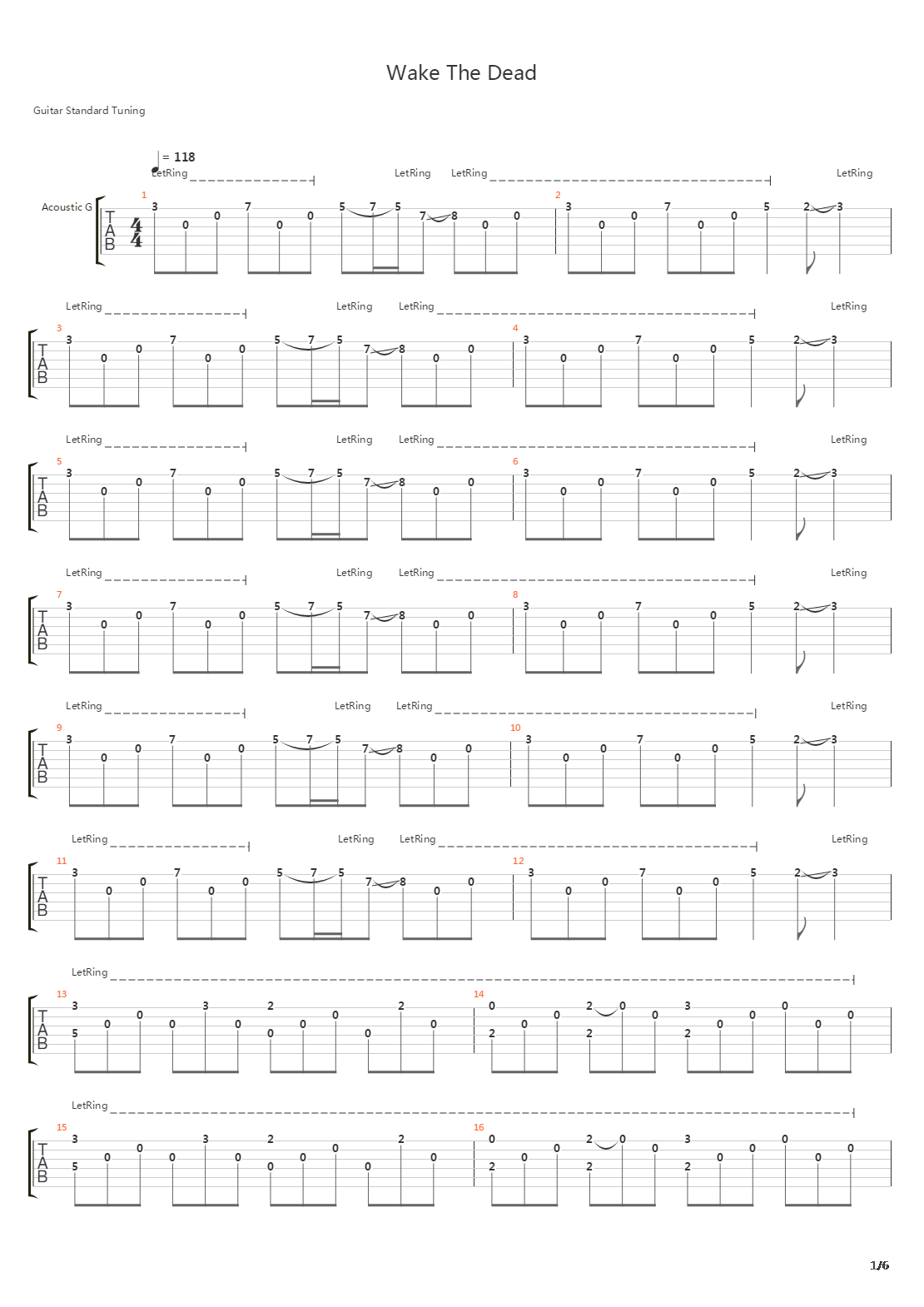 Wake The Dead吉他谱