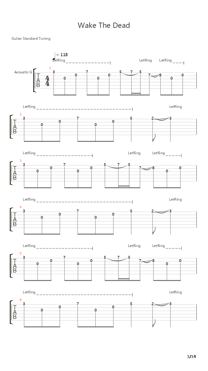 Wake The Dead吉他谱