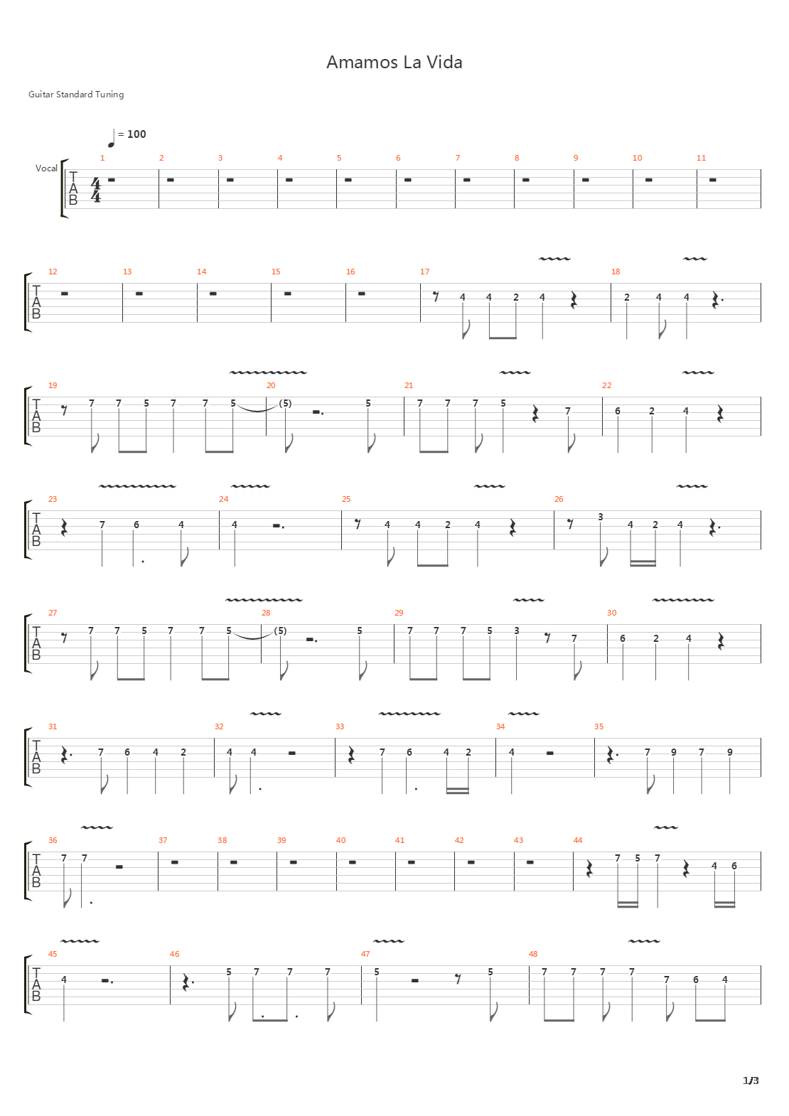 Amamos La Vida吉他谱