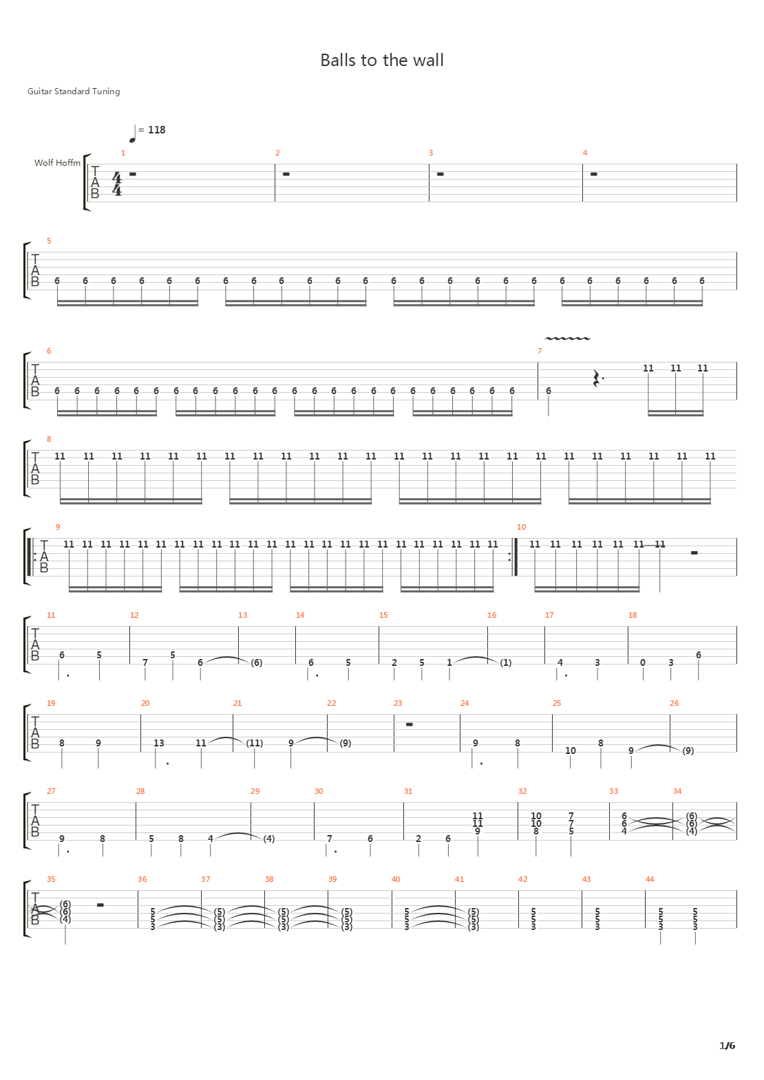 Balls To The Wall吉他谱