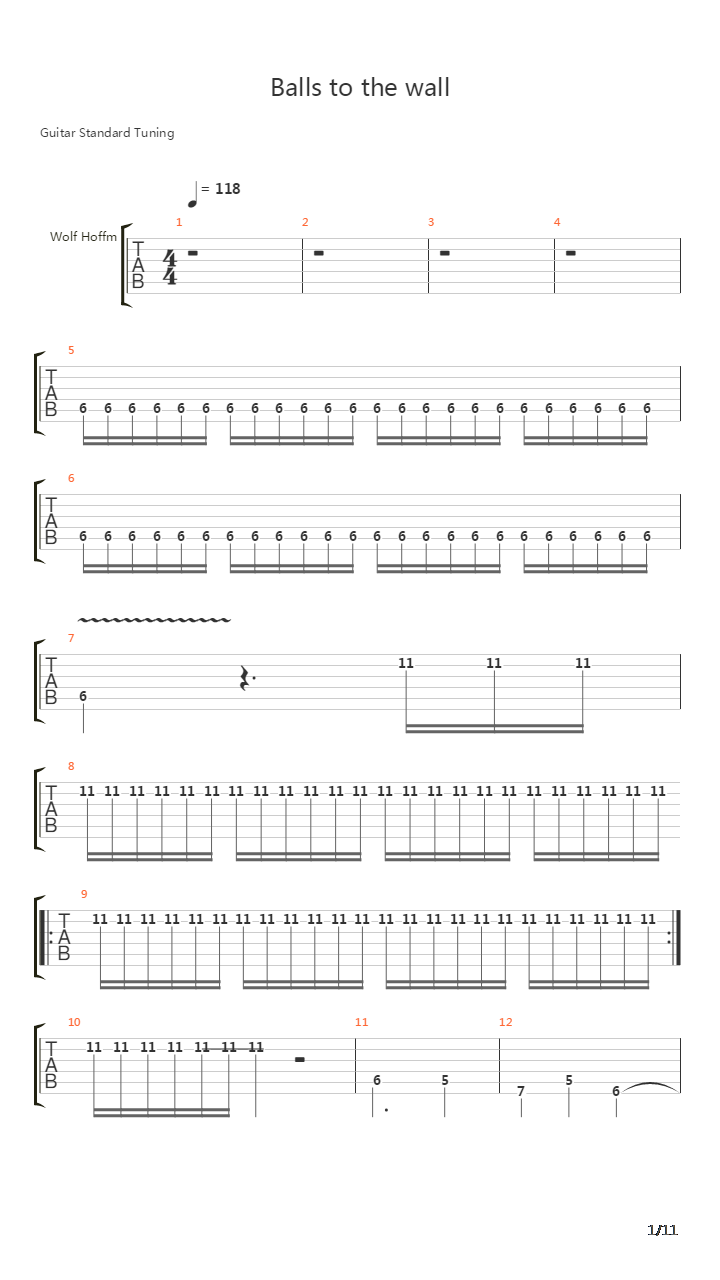 Balls To The Wall吉他谱