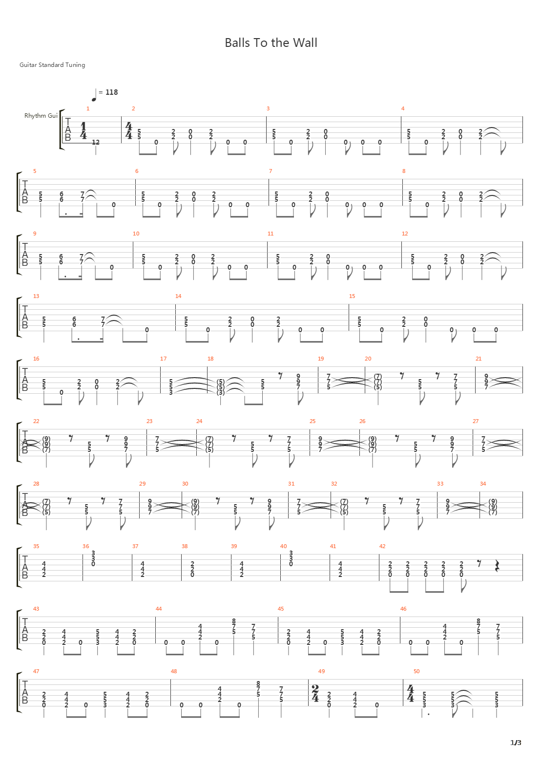 Balls To The Wall吉他谱