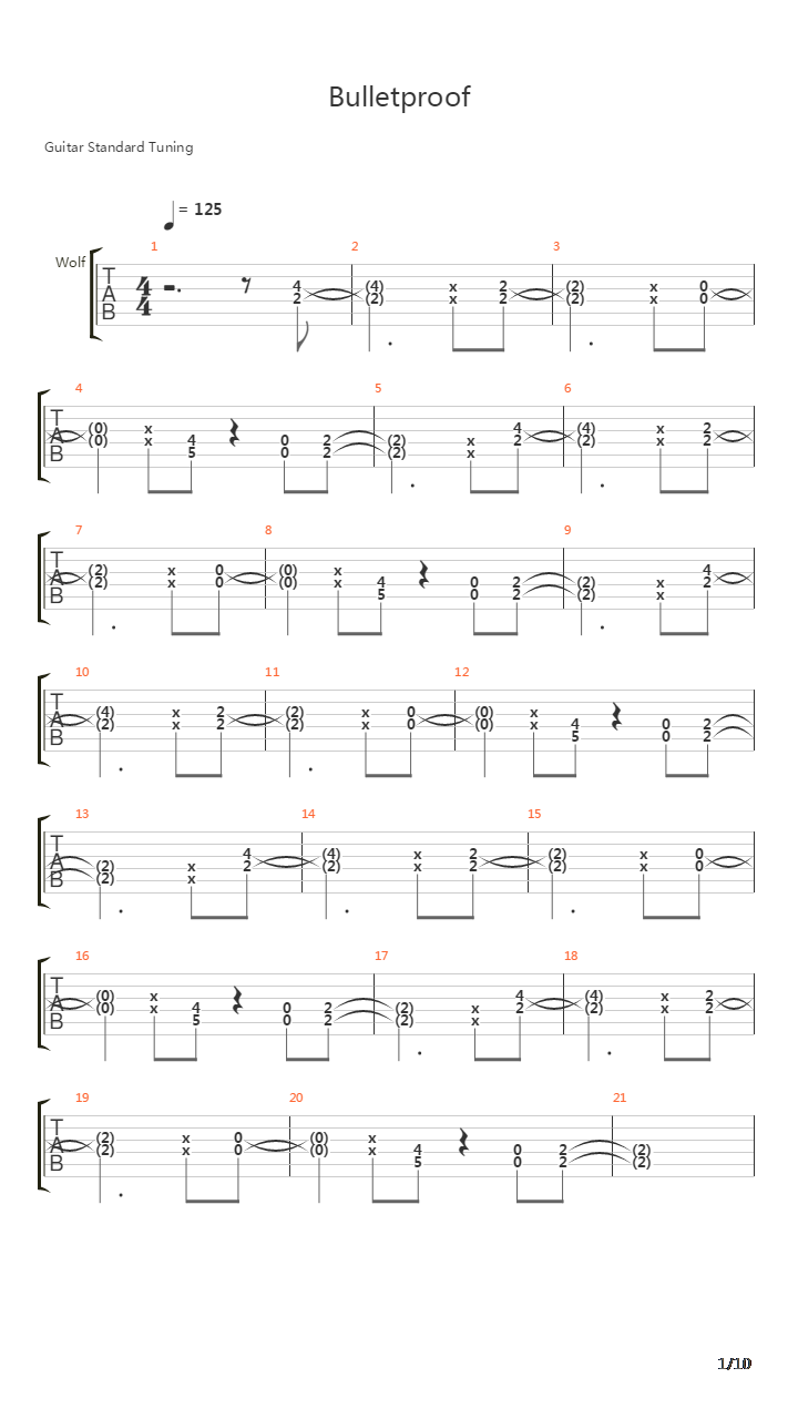 Bulletproof吉他谱