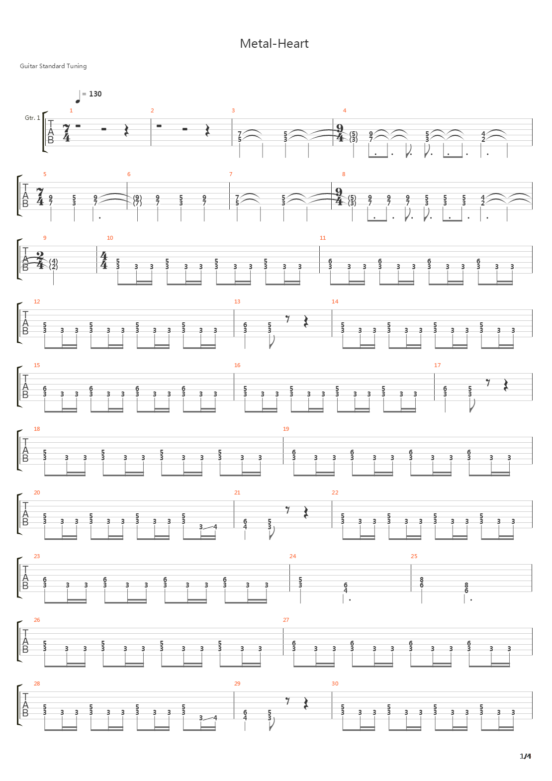 Metal Heart吉他谱