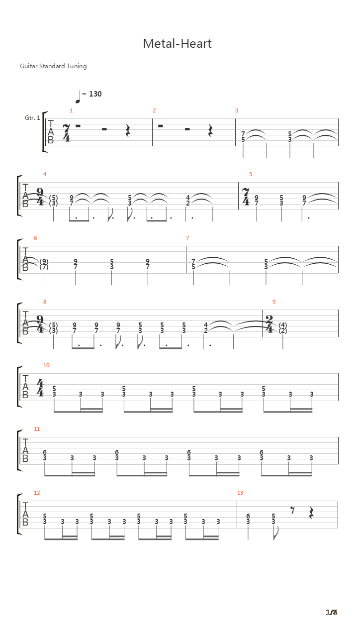 Metal Heart吉他谱