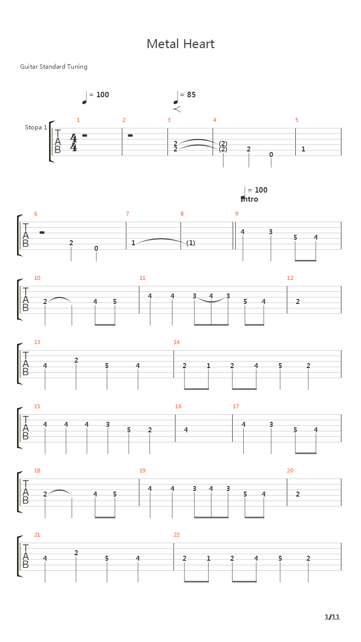 Metal Heart吉他谱