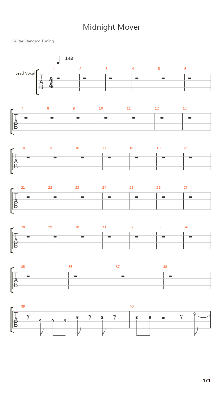 Midnight Mover吉他谱
