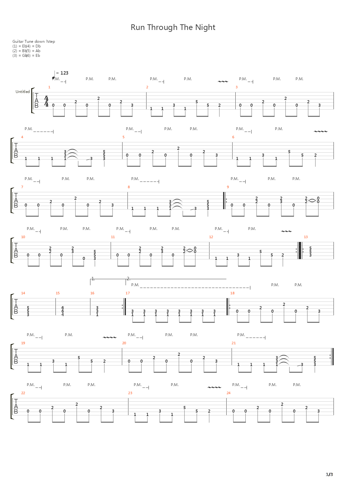 Run through the night吉他谱