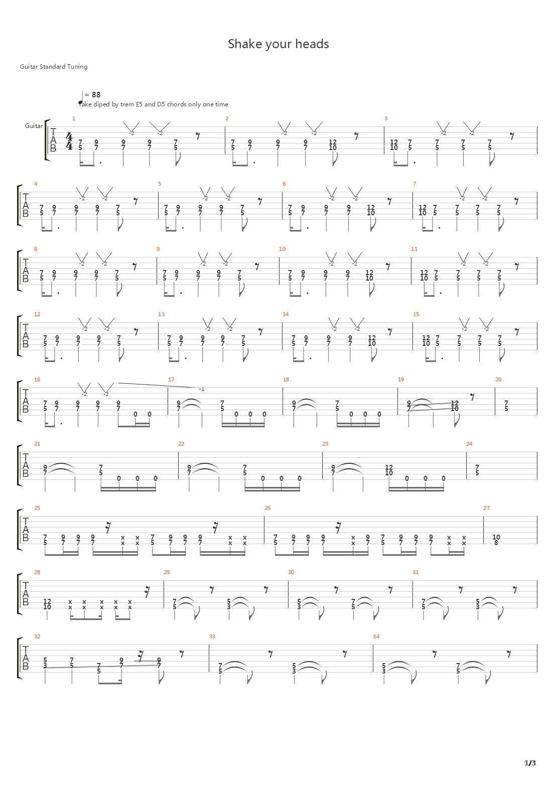 Shake Your Heads吉他谱