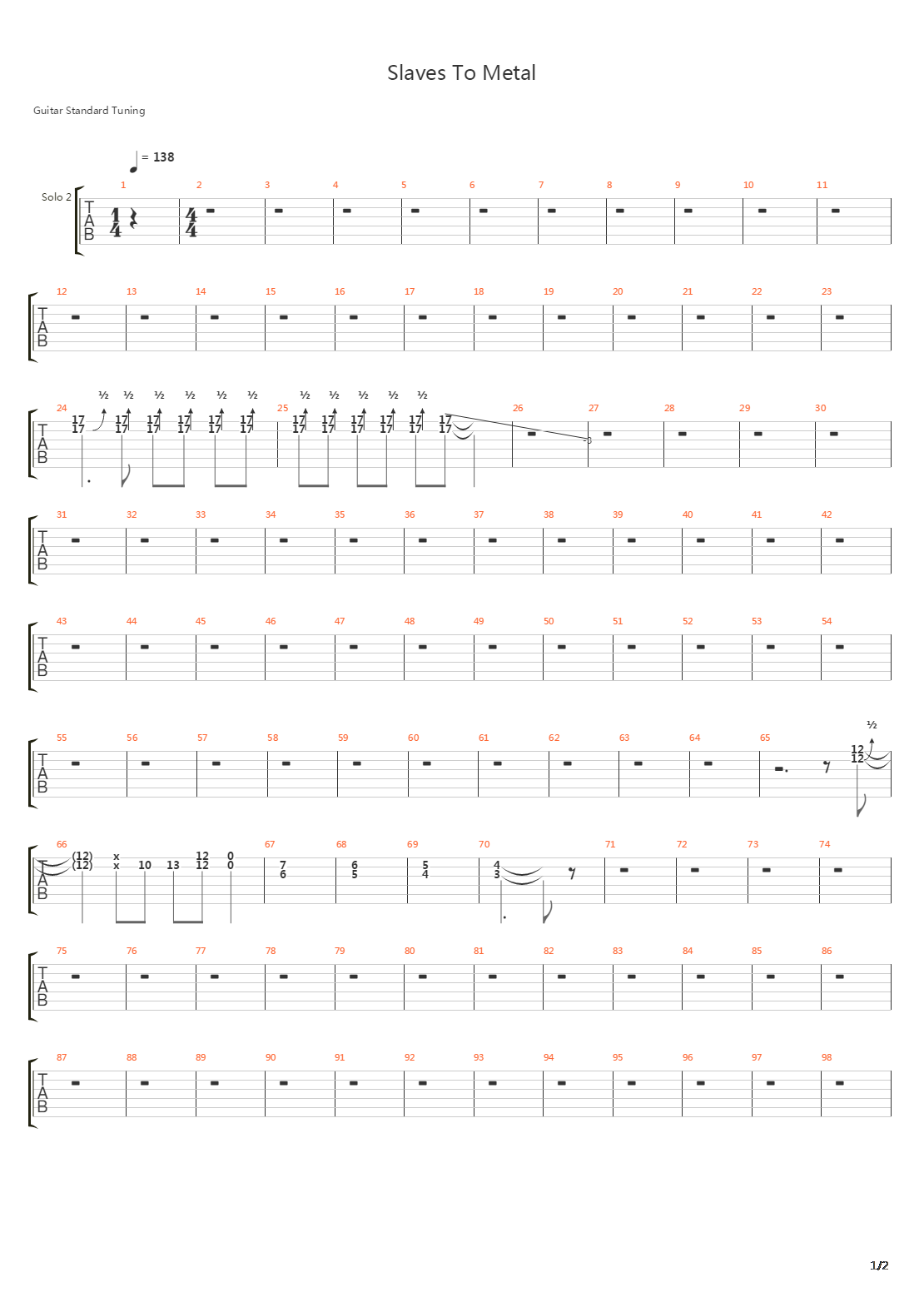 Slaves To Metal吉他谱