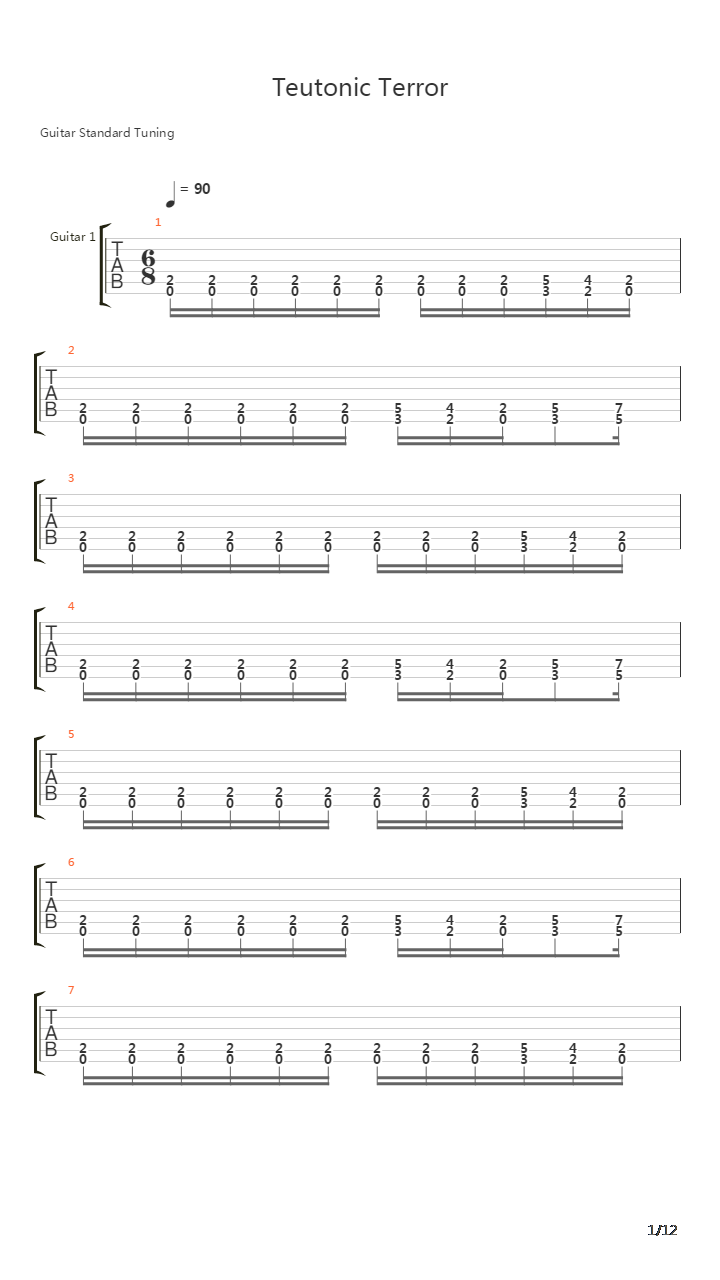 Teutonic Terror吉他谱