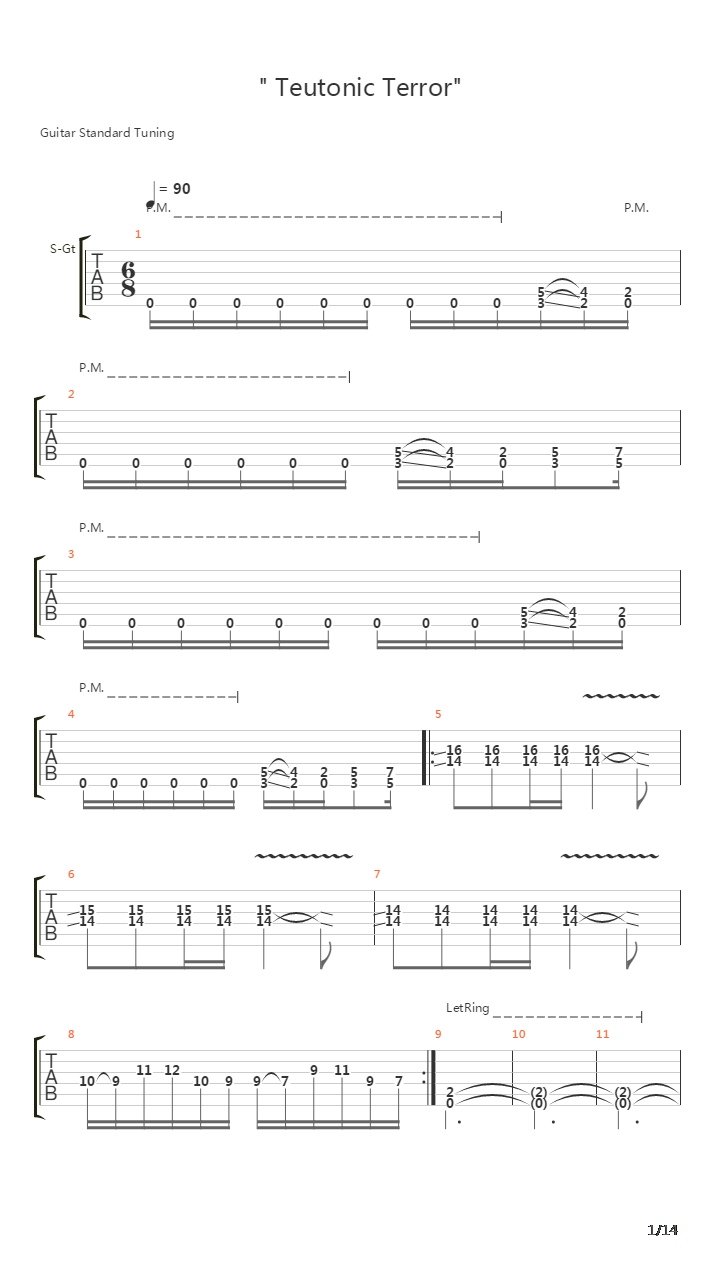 Teutonic Terror吉他谱