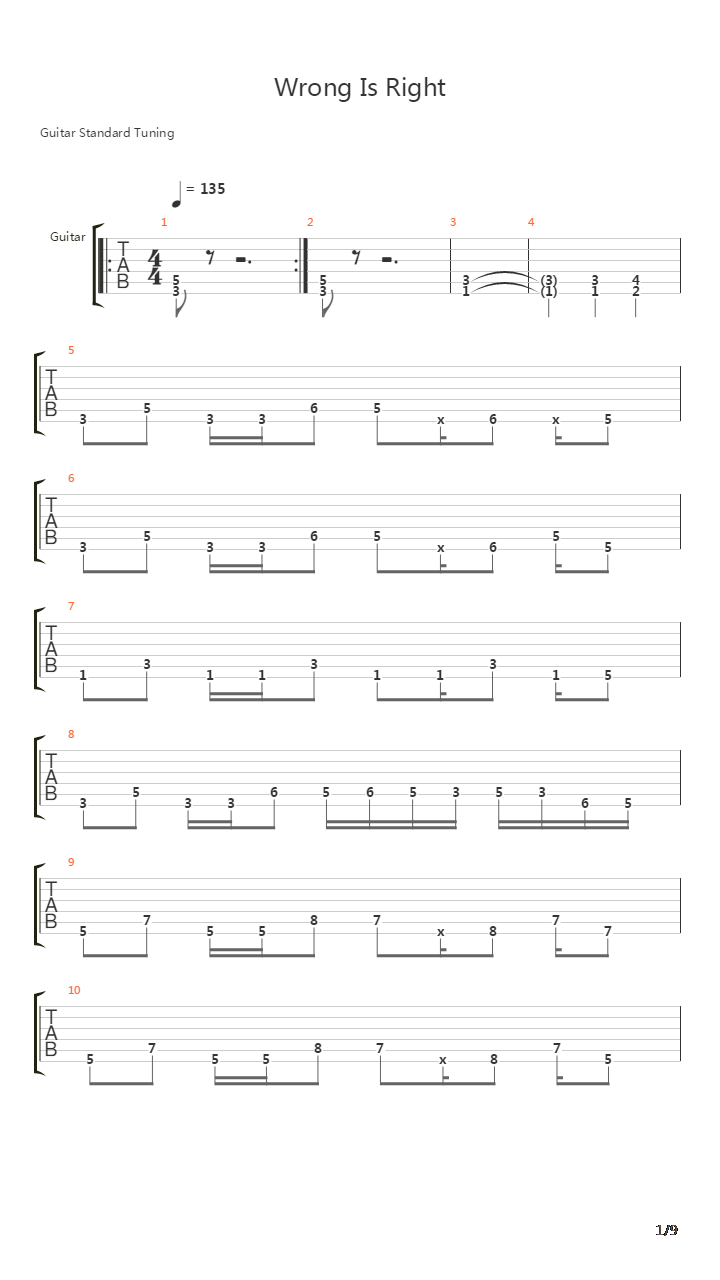 Wrong Is Right吉他谱