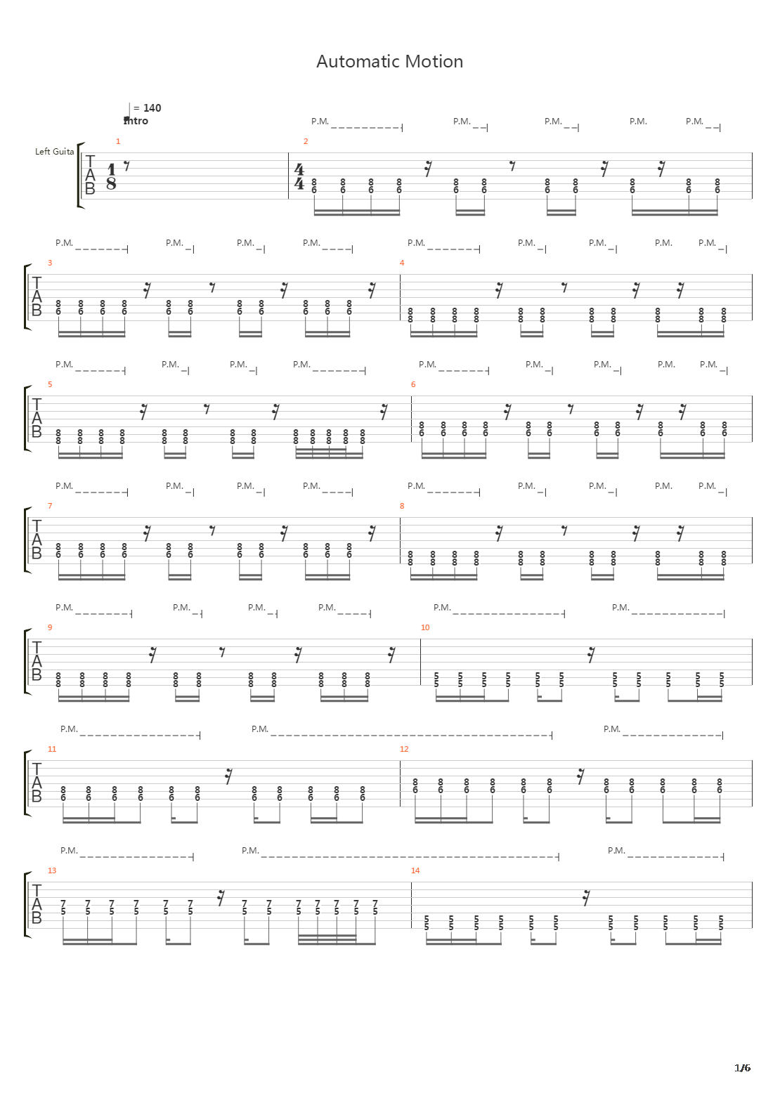 Automatic Motion吉他谱