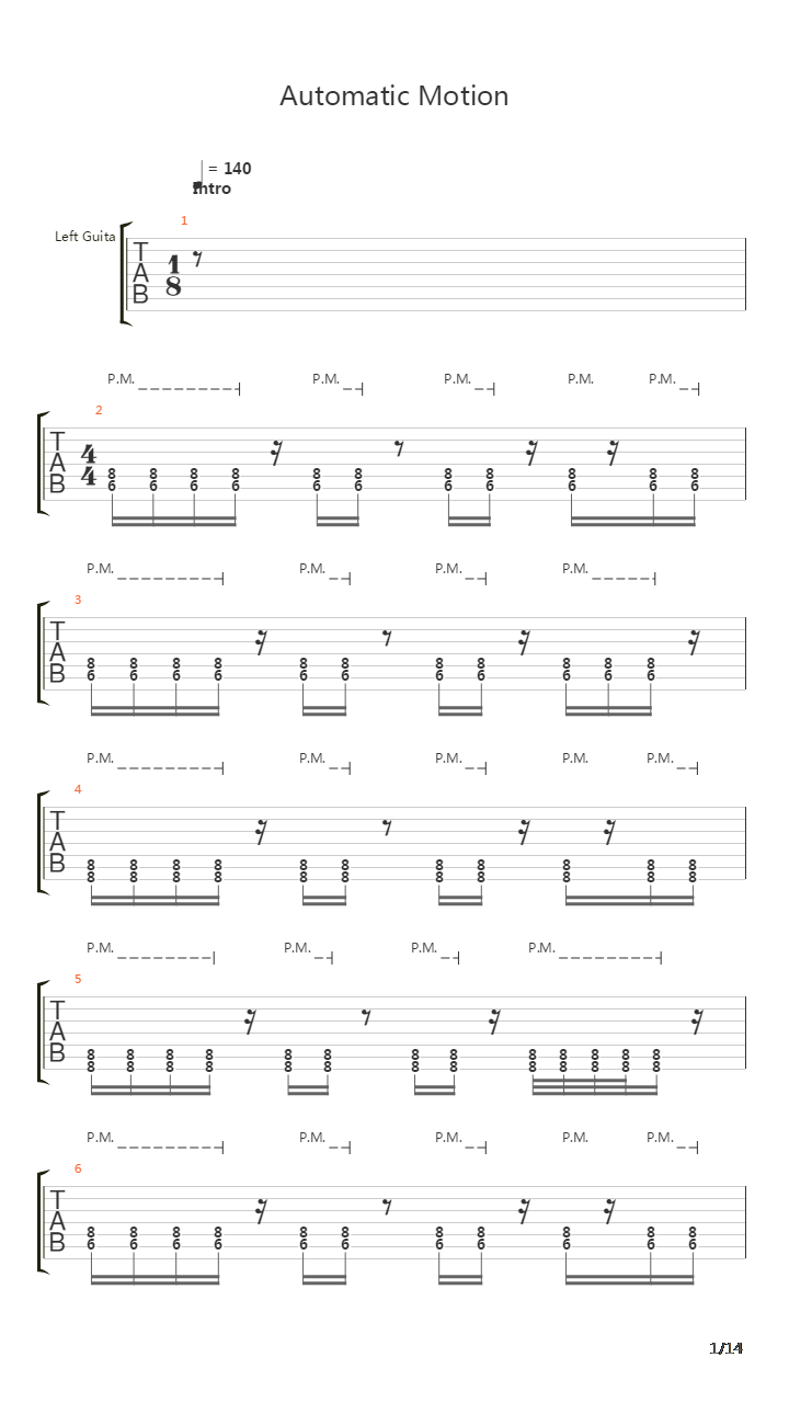 Automatic Motion吉他谱