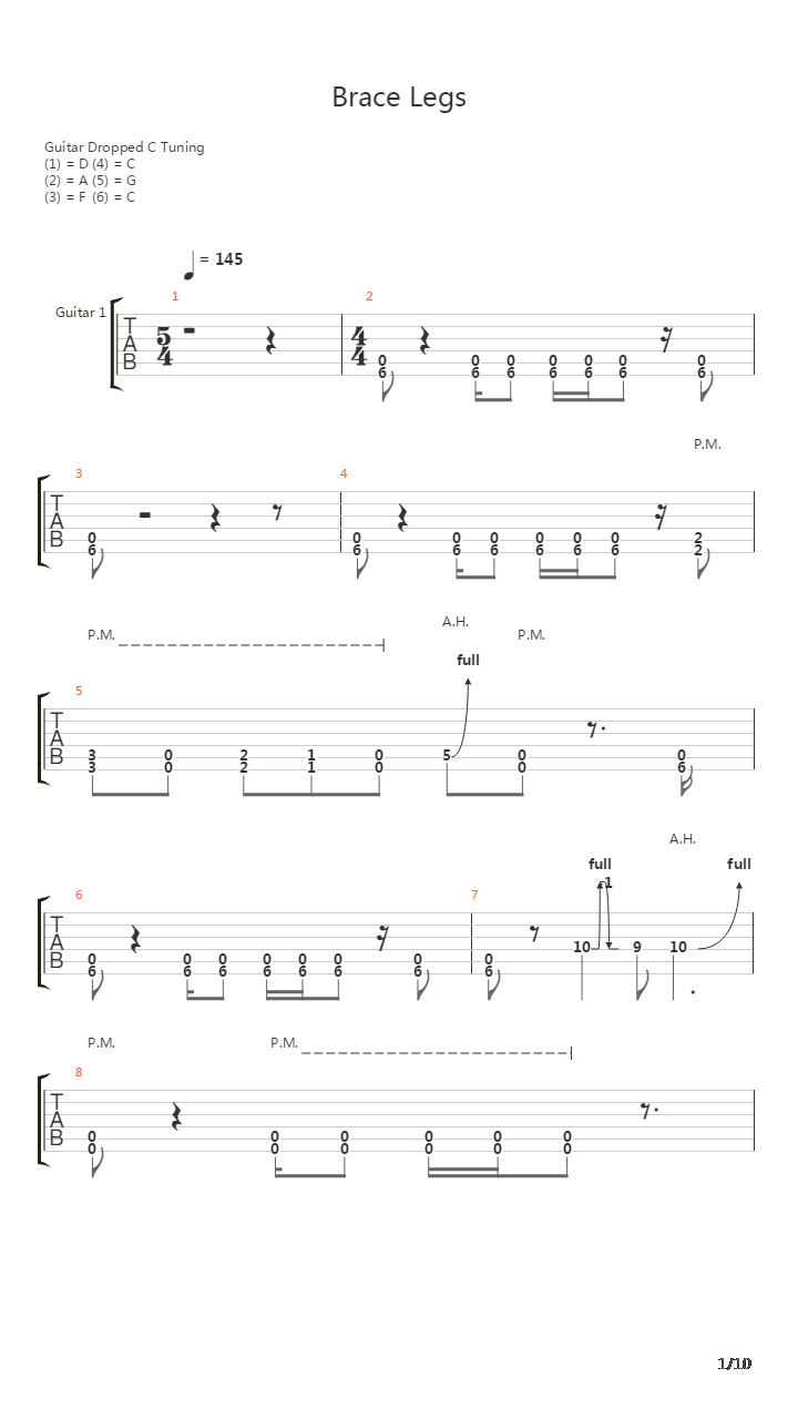 Brace Legs吉他谱