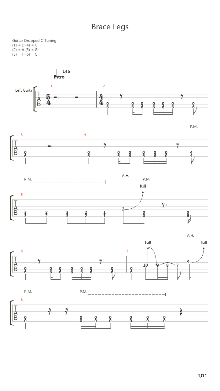 Brace Legs吉他谱