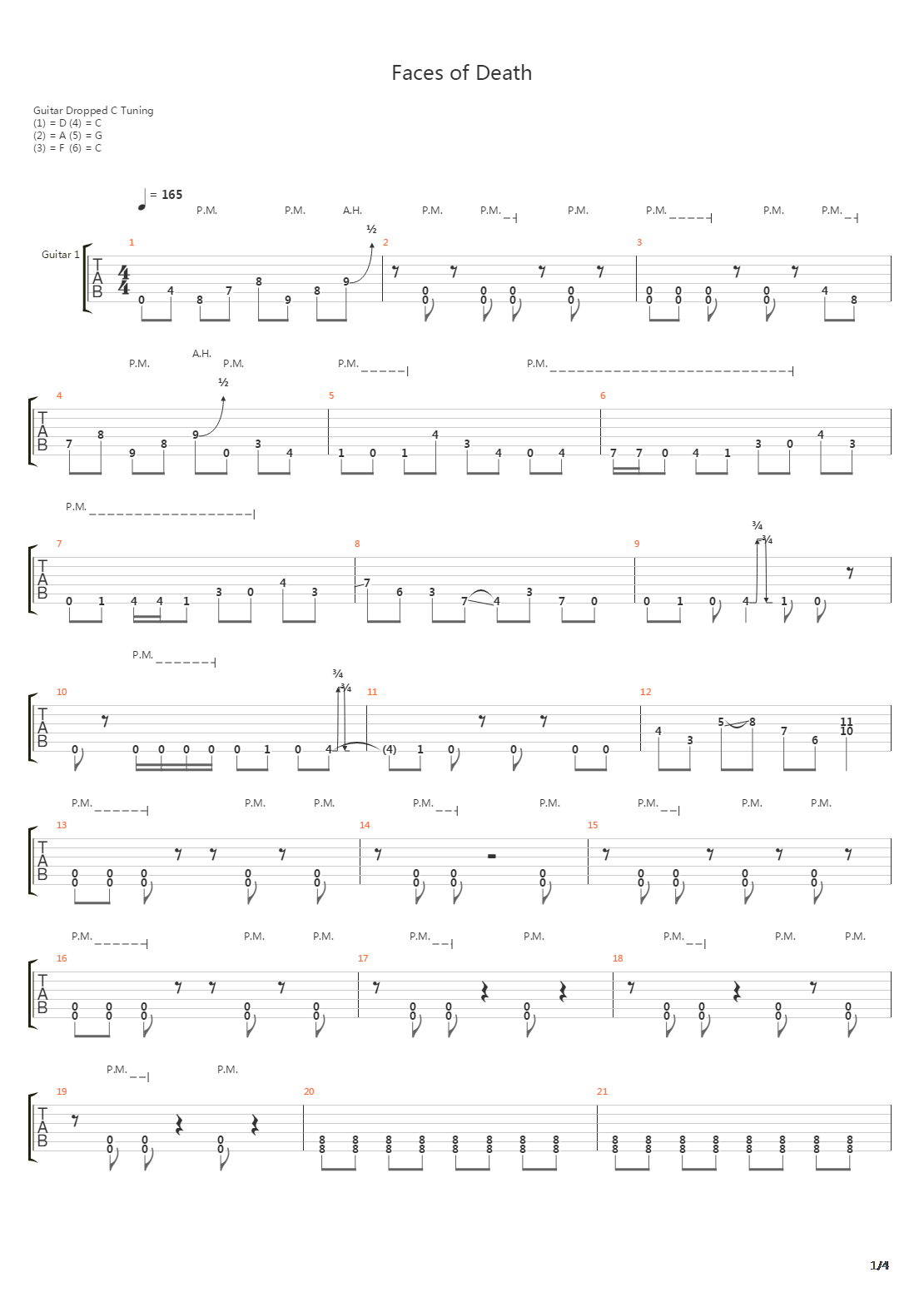 Faces Of Death吉他谱