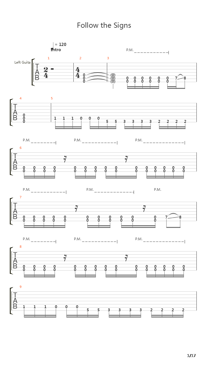 Follow The Signs吉他谱