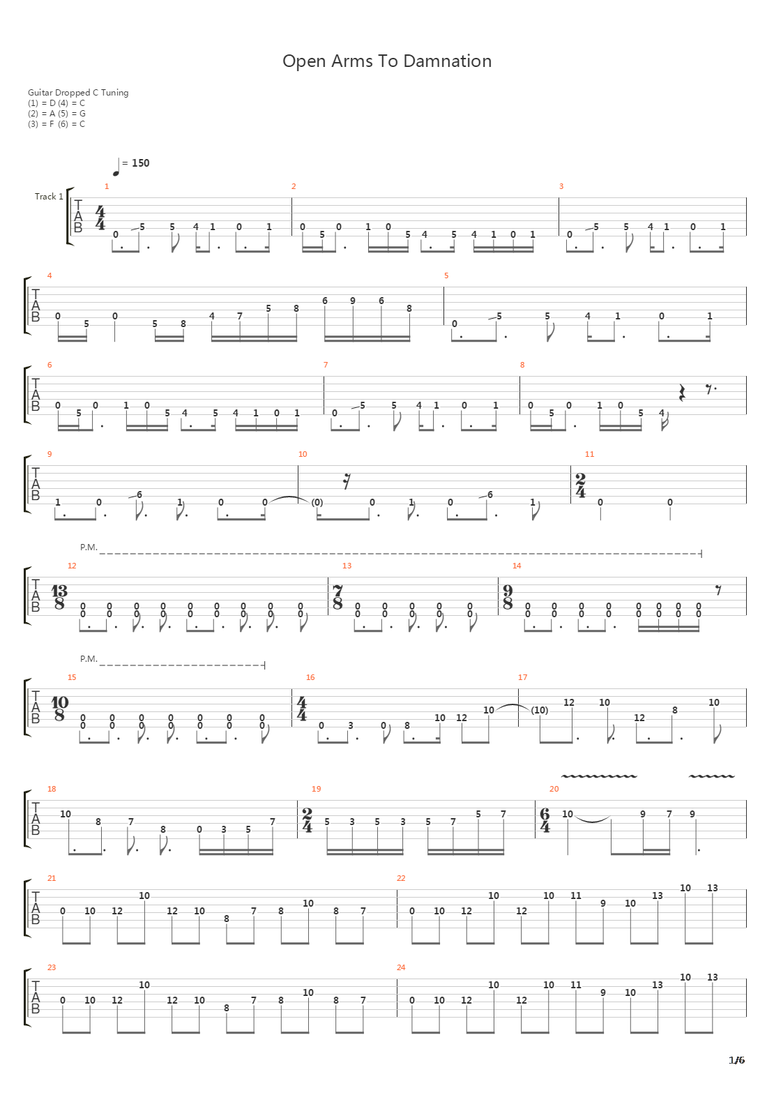 Open Arms To Damnation吉他谱