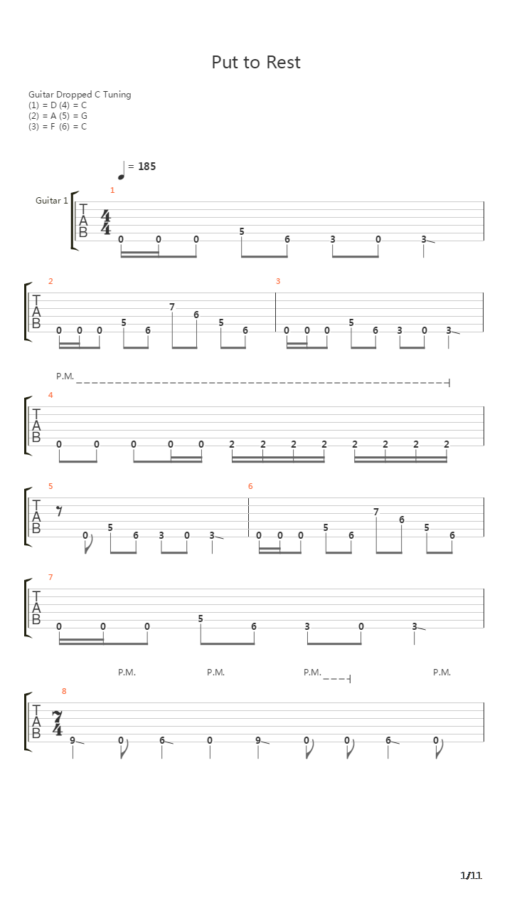 Put To Rest吉他谱
