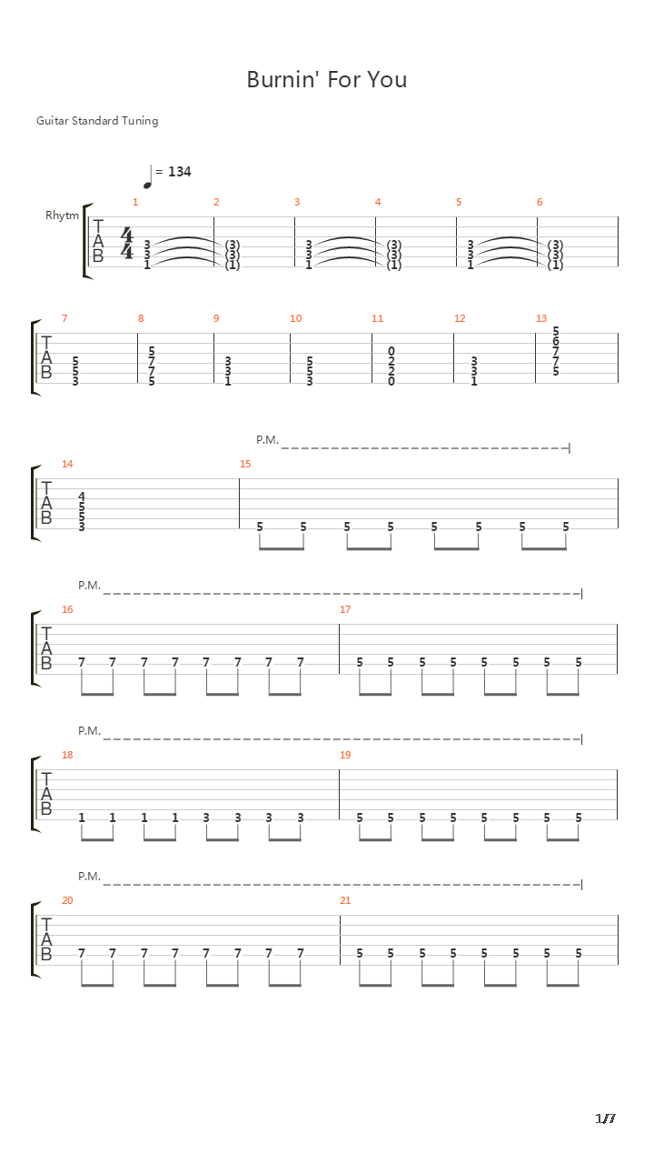 Burning For You吉他谱