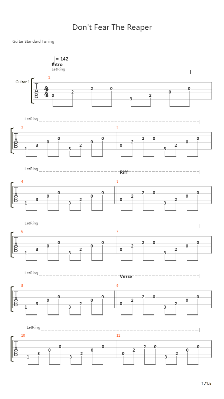 Dont Fear The Reaper吉他谱