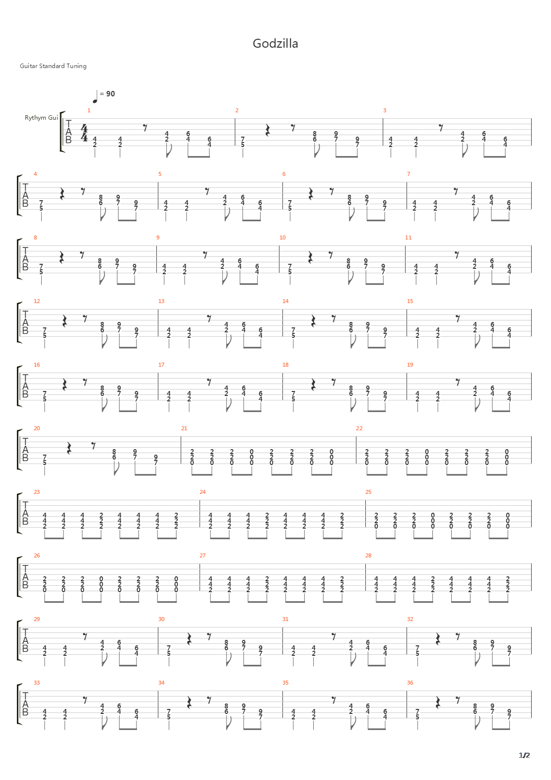 Godzilla吉他谱