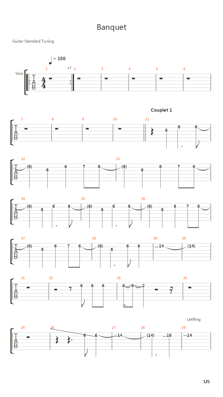Banquet吉他谱
