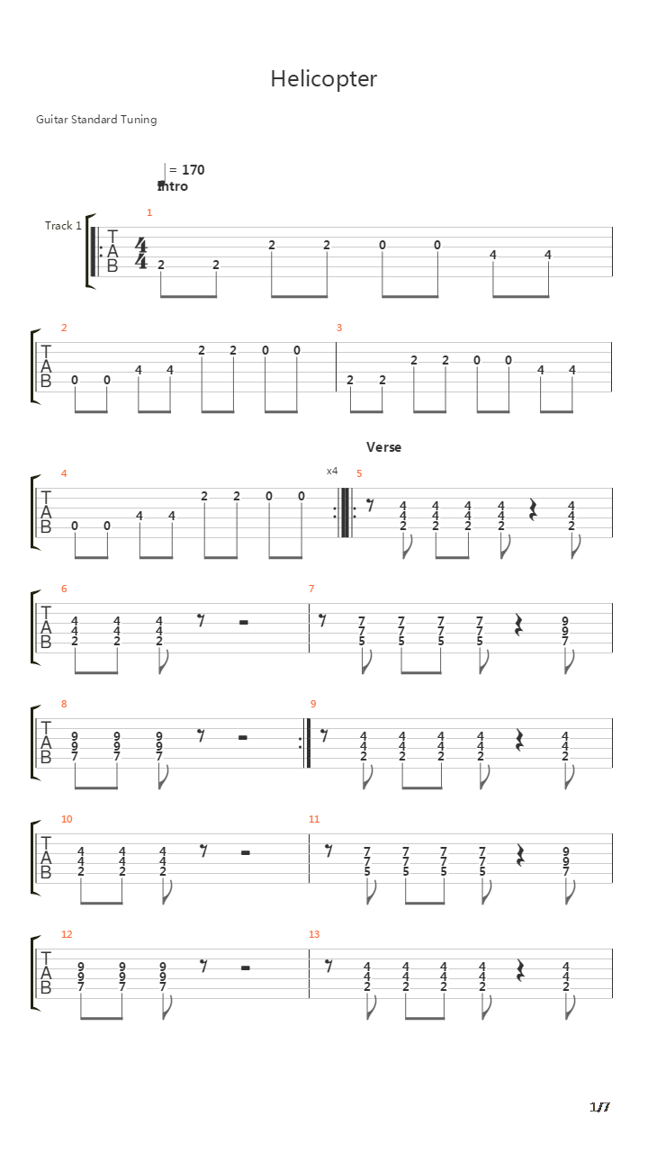 Helicopter吉他谱