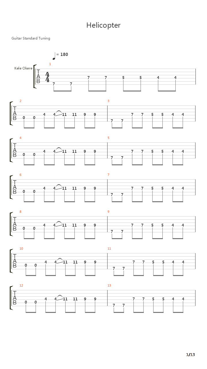 Helicopter吉他谱