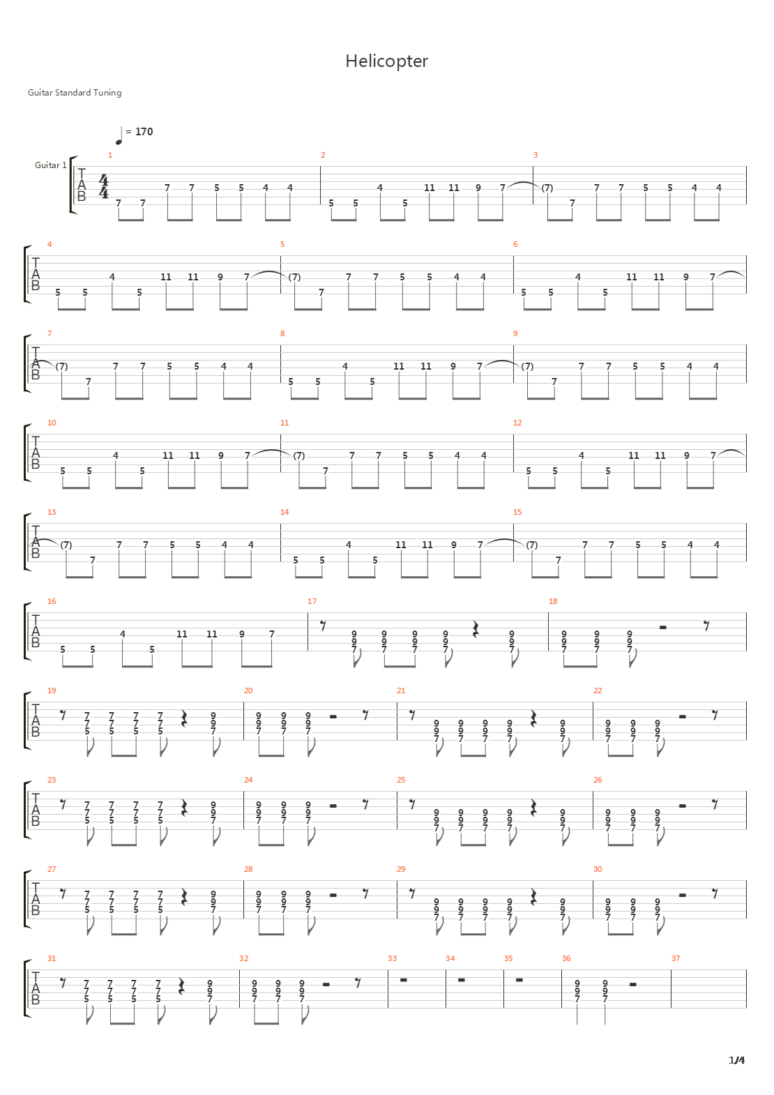 Helicopter吉他谱